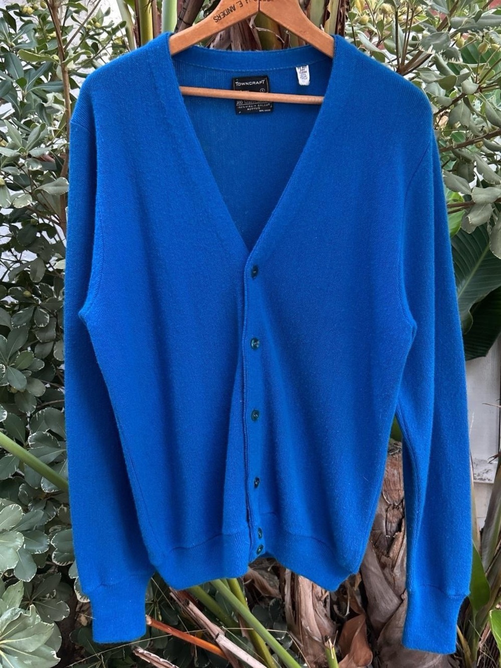 Vintage 1980s Towncraft JC Penney Blue Orlon Acrylic Cardigan Sweater L